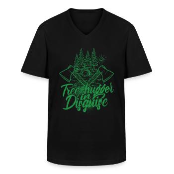 Lumberjack Tree-hugger in disguise - Men's V-Neck T-Shirt - black - Front - AI Model Male 178 dark (178cm)
