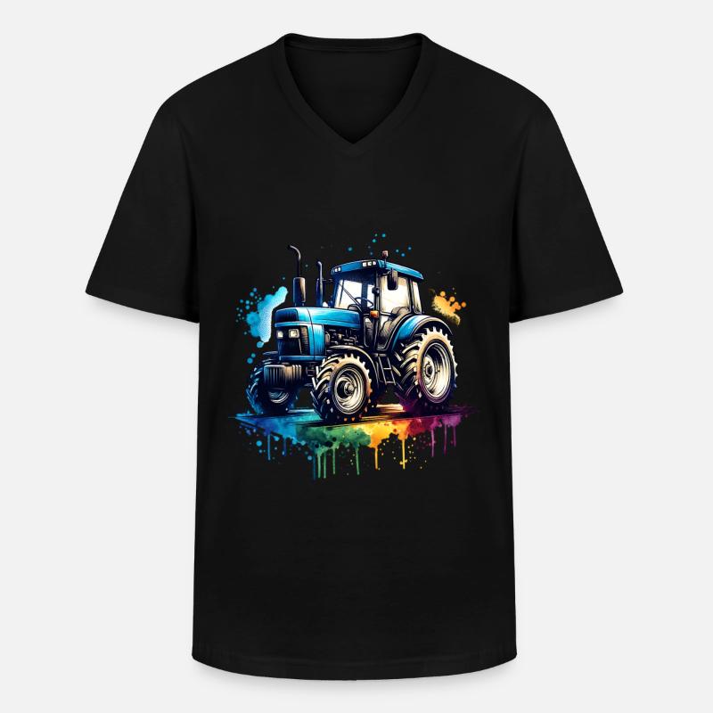 Traktor - Männer-T-Shirt mit V-Ausschnitt - Schwarz