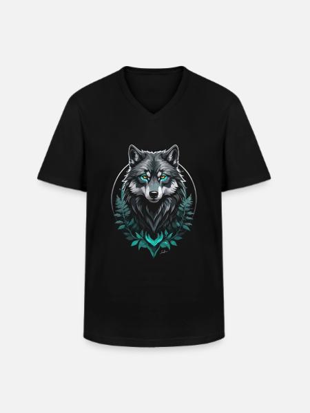 Forest Arctic Wolf - Men's V-Neck T-Shirt - black