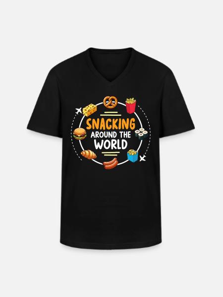 Snacking Around The World - Men's V-Neck T-Shirt - black