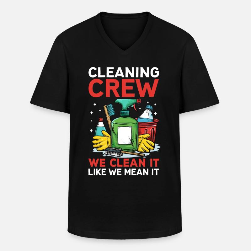 Cleaning Crew - Männer-T-Shirt mit V-Ausschnitt - Schwarz