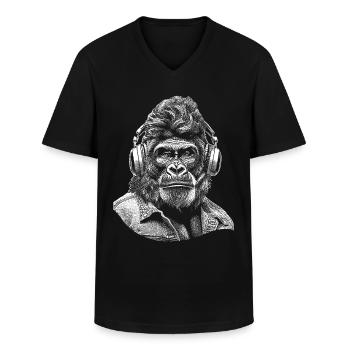 Hard rock gorilla t-shirt for real fans - Men's V-Neck T-Shirt - black - Front - AI Model Male 178 dark (178cm)