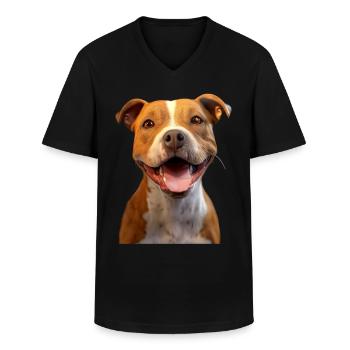 Pitbull Bulldogge Pittie American Pitbull Terrier - Männer-T-Shirt mit V-Ausschnitt - Schwarz - Vorne - AI Model Male 178 dark (178cm)