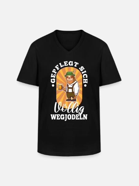 Well-groomed yodelling away completely - Men's V-Neck T-Shirt - black