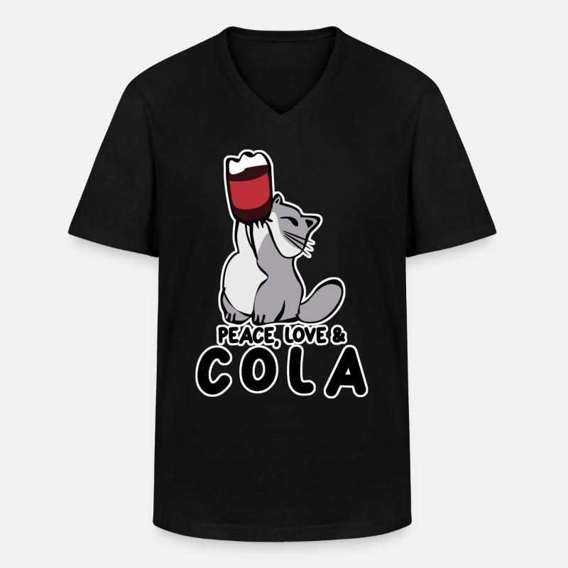 Cola Cat Lemonade Softdrinks - Männer-T-Shirt mit V-Ausschnitt - Schwarz
