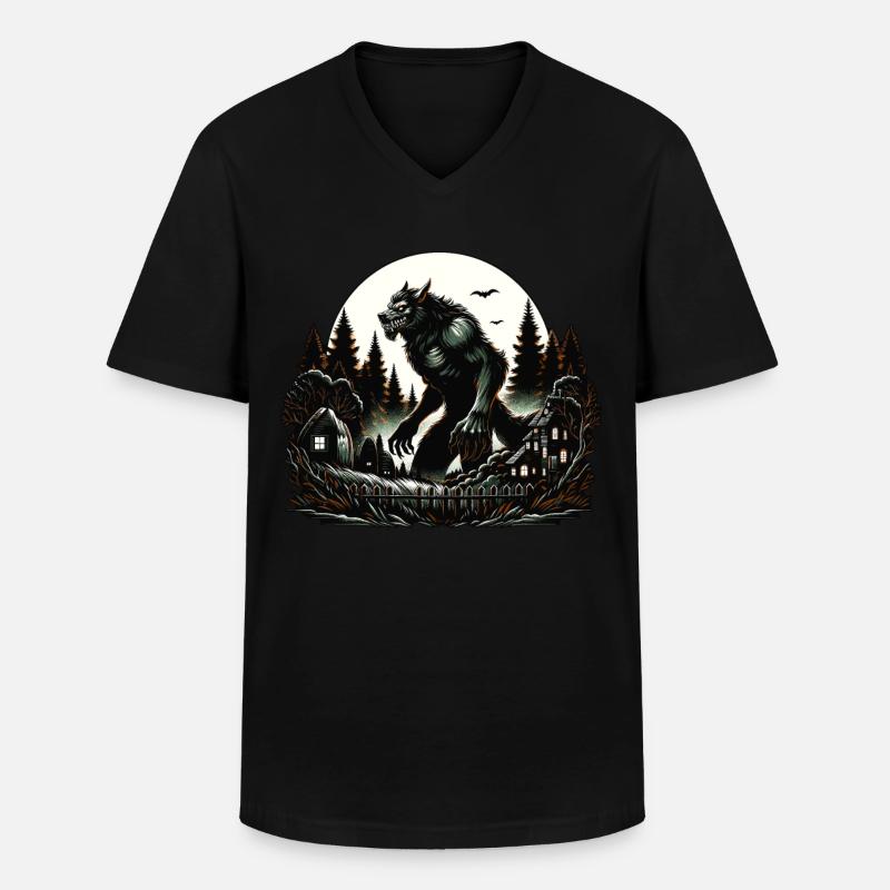 Aesthetic Werewolf Moon - Männer-T-Shirt mit V-Ausschnitt - Schwarz
