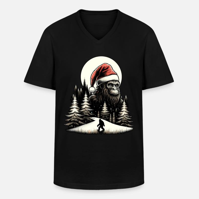 Weihnachtsmann Bigfoot - Männer-T-Shirt mit V-Ausschnitt - Schwarz