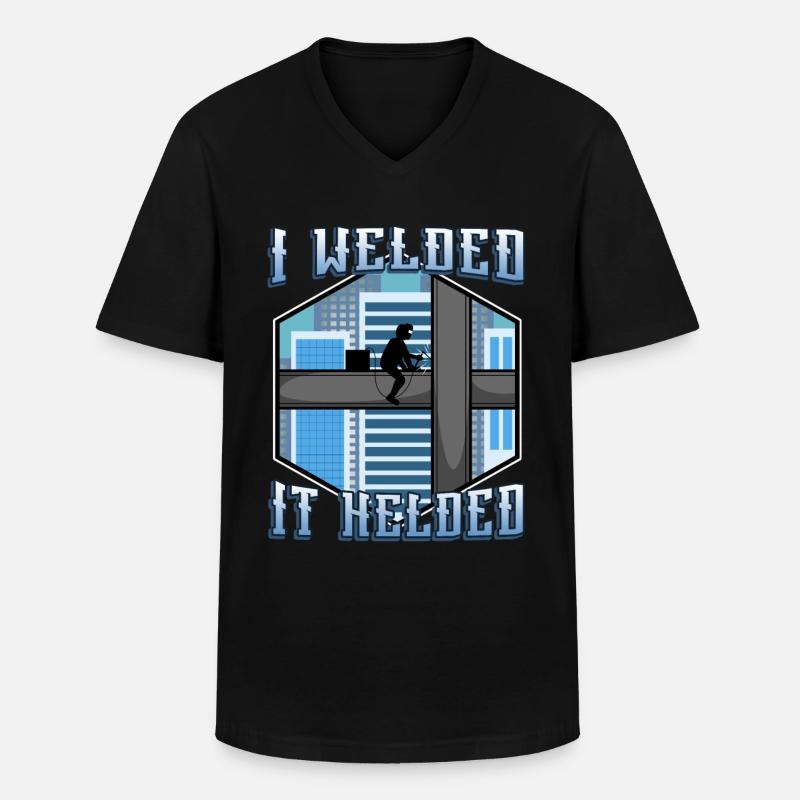 I welded it helded - Männer-T-Shirt mit V-Ausschnitt - Schwarz