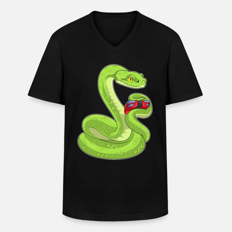 Snake Gamer Controller - Men's V-Neck T-Shirt - black