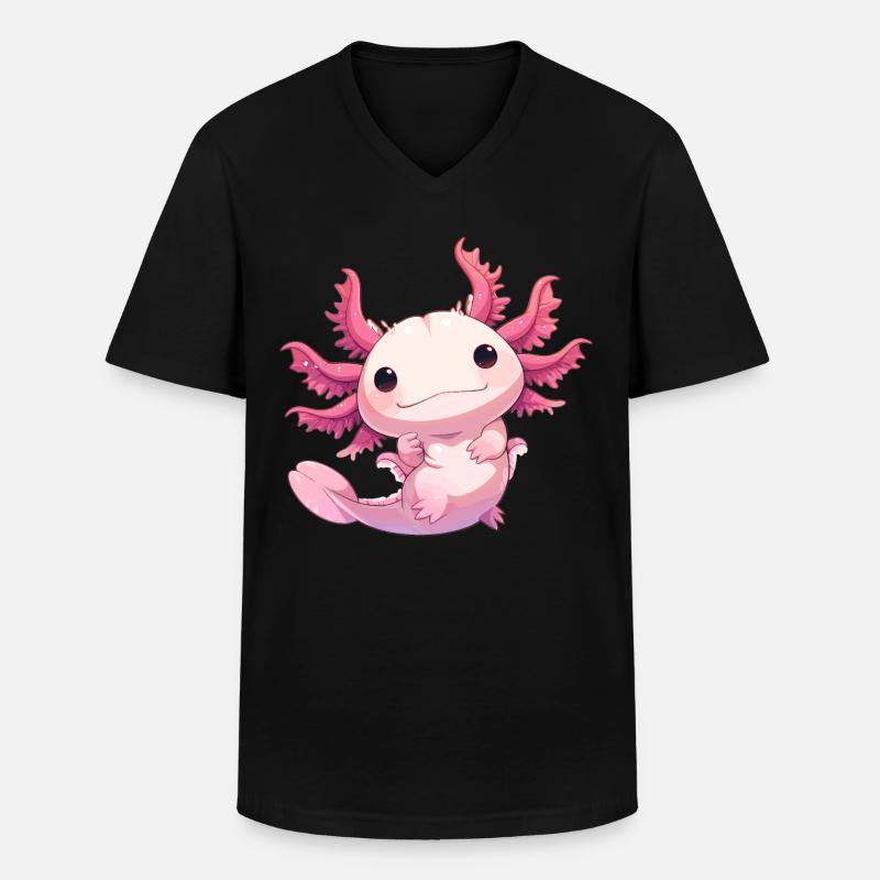 Axolotl - Männer-T-Shirt mit V-Ausschnitt - Schwarz