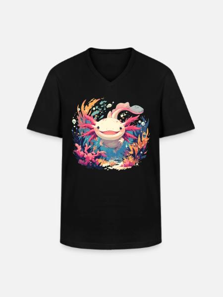 Axolotl - Men's V-Neck T-Shirt - black