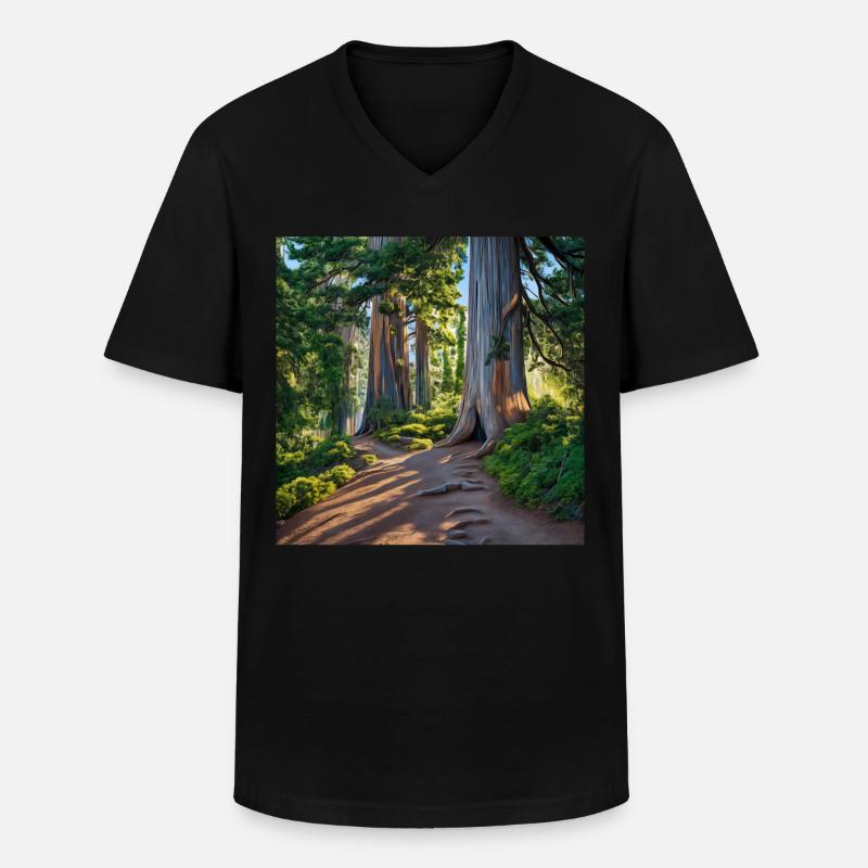 Wanderung Waldreise - Männer-T-Shirt mit V-Ausschnitt - Schwarz