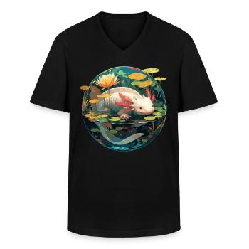 Axolotl - Männer-T-Shirt mit V-Ausschnitt - Schwarz - Vorne - AI Model Male 178 dark (178cm)