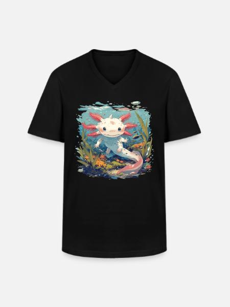 Axolotl - Men's V-Neck T-Shirt - black
