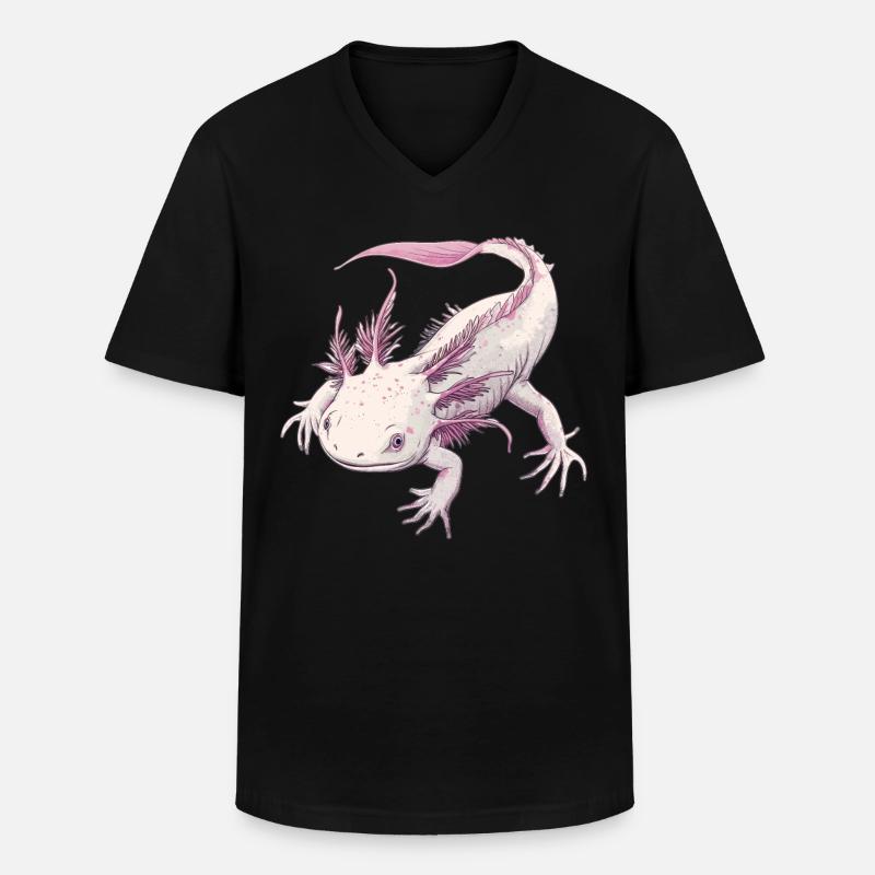 Axolotl - Männer-T-Shirt mit V-Ausschnitt - Schwarz