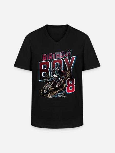 Motocross 8th Birthday - Men's V-Neck T-Shirt - black