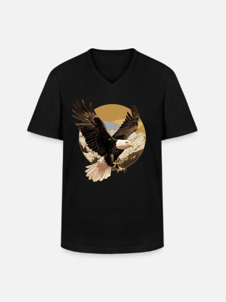 Havørn Weißkopfseeadler - Klassisk herre T-shirt med V-udskæring - sort
