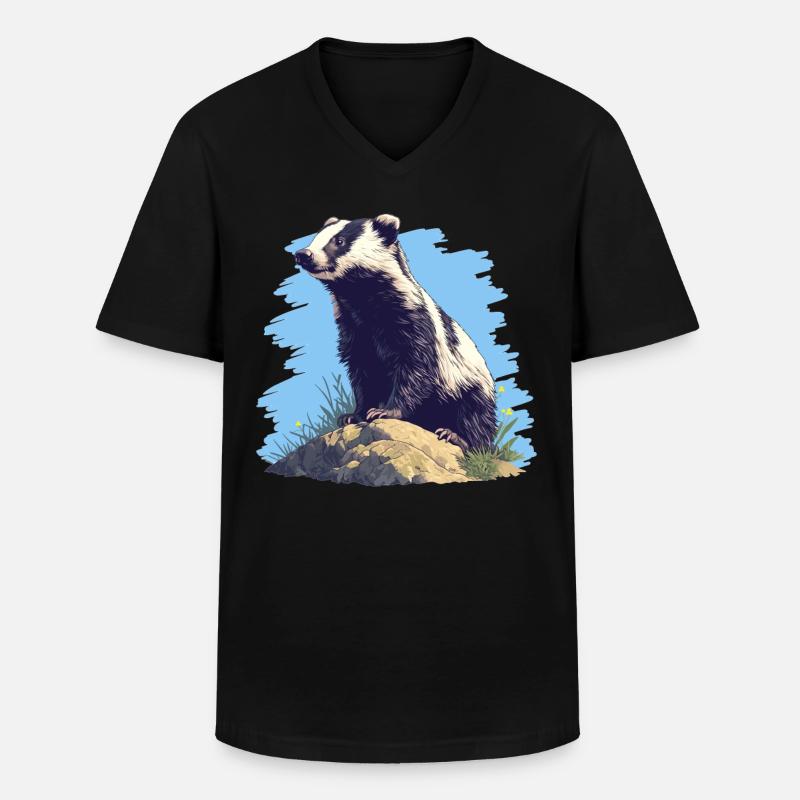 Badger Dachse Dachs - Männer-T-Shirt mit V-Ausschnitt - Schwarz