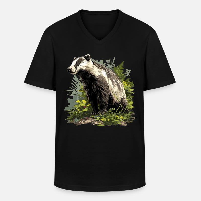 Badger Dachse Dachs - Männer-T-Shirt mit V-Ausschnitt - Schwarz