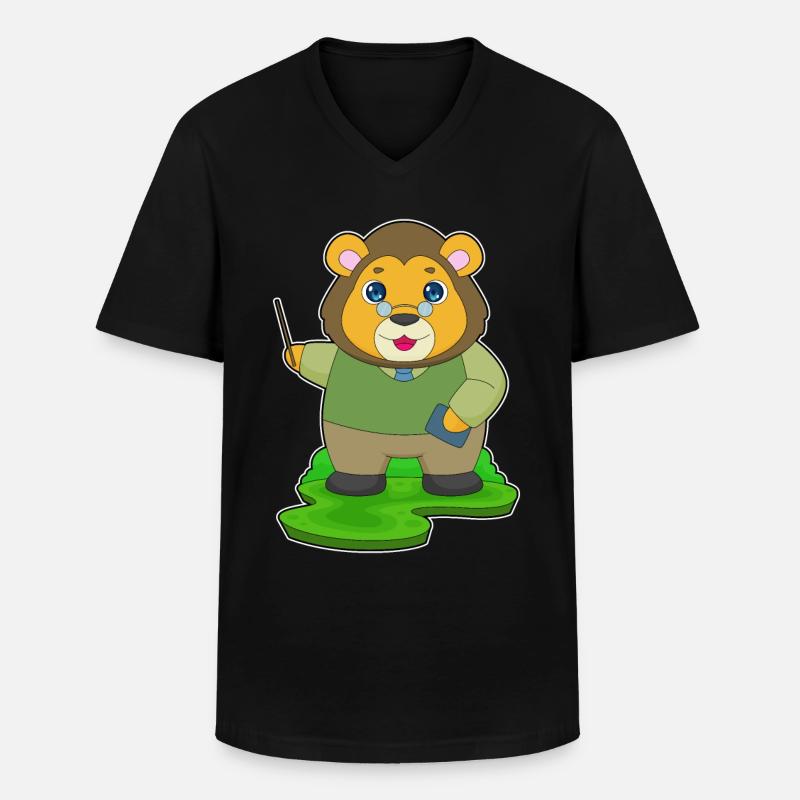 Lion Enseignant Pointer - T-shirt col V Homme - noir