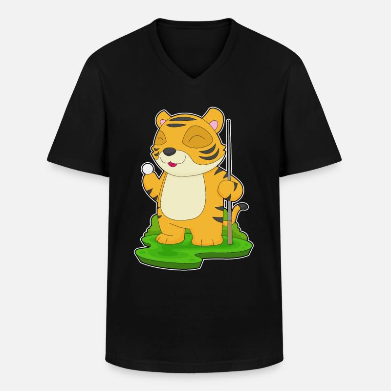 Queue de billard Tiger - T-shirt col V Homme - noir