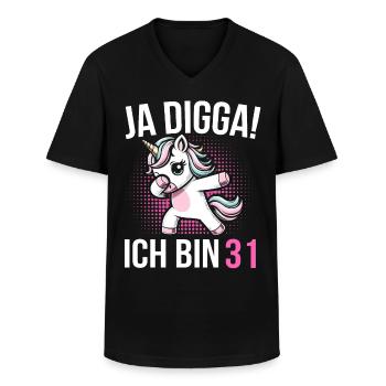 31. Geburtstag Frauen Einhorn Geschenk - Männer-T-Shirt mit V-Ausschnitt - Schwarz - Vorne - AI Model Male 178 dark (178cm)