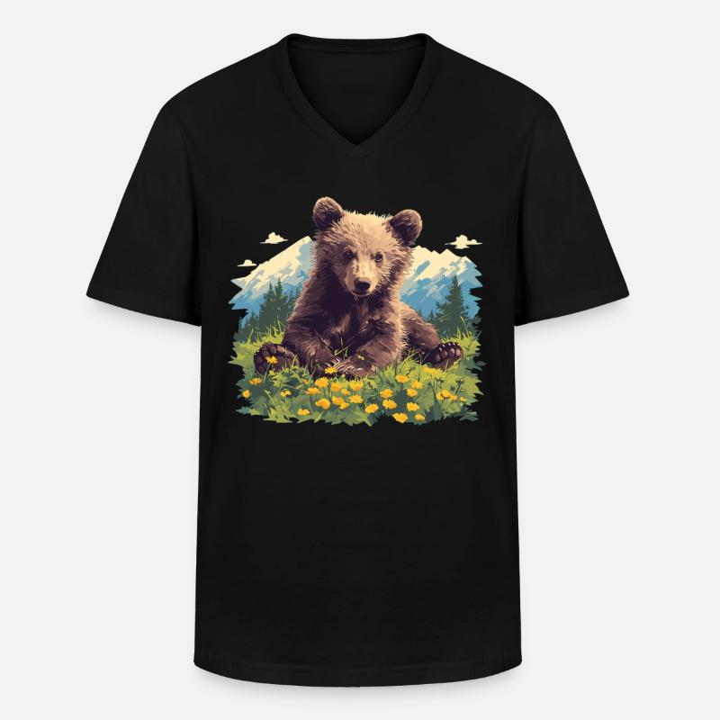 Bear Bären Bär - Männer-T-Shirt mit V-Ausschnitt - Schwarz