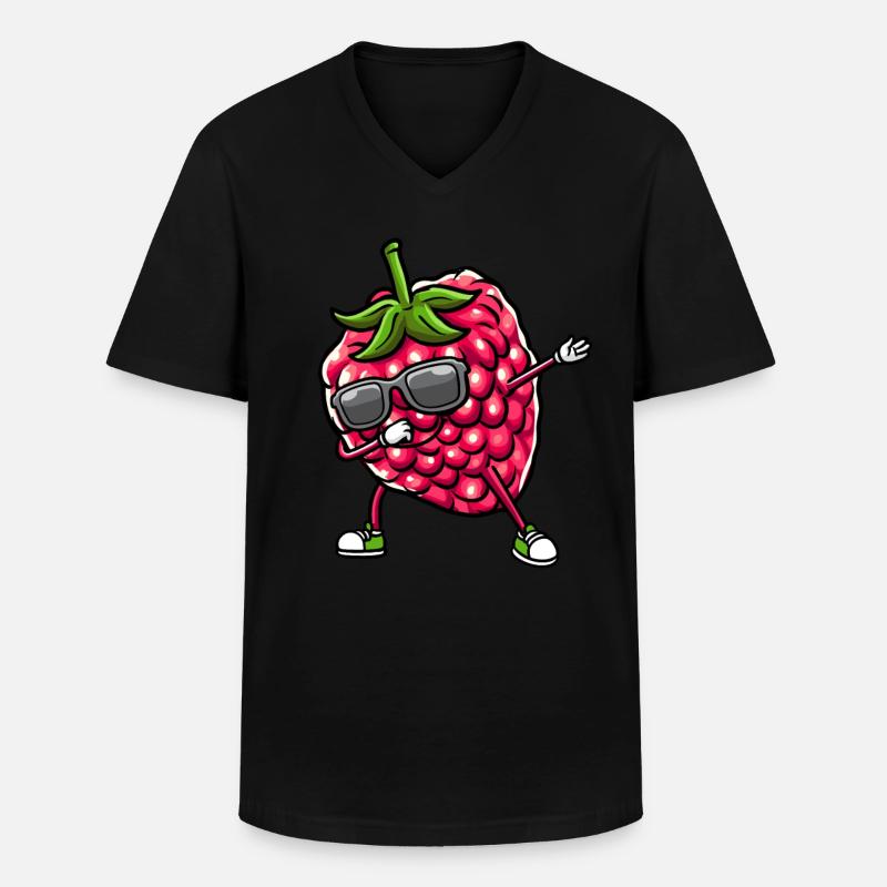 Berry Dancing Raspberries Fruit - Men's V-Neck T-Shirt - black