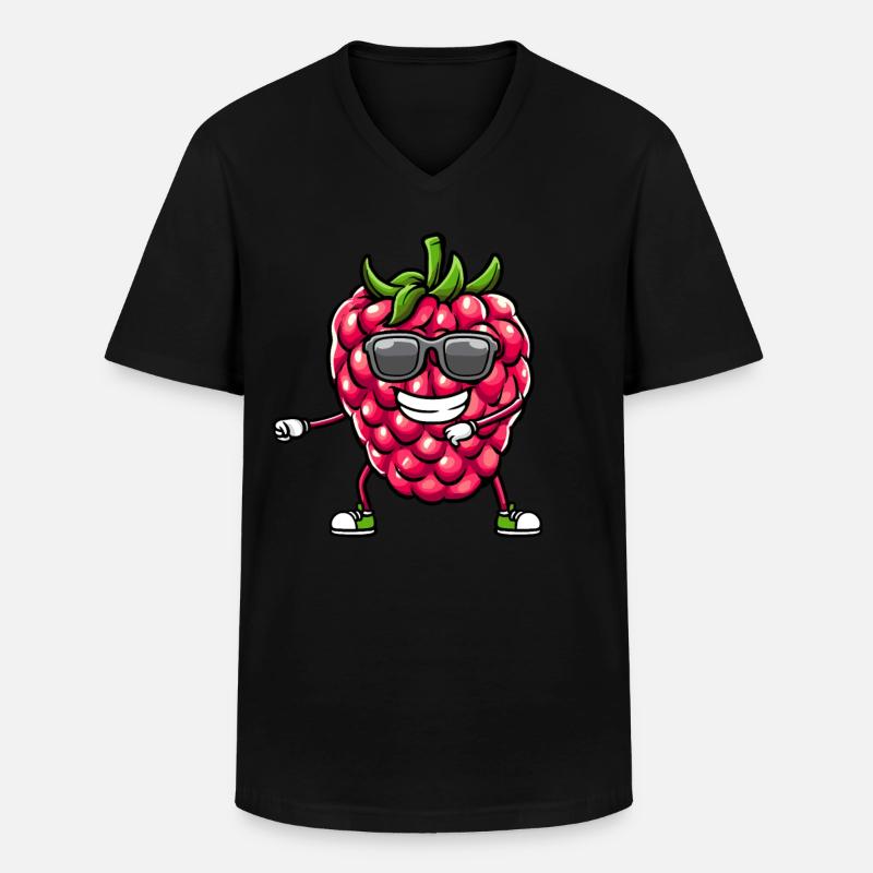 Berry Dancing Raspberries Fruit - Men's V-Neck T-Shirt - black