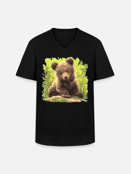 Bear Bären Bär - Männer-T-Shirt mit V-Ausschnitt - Schwarz