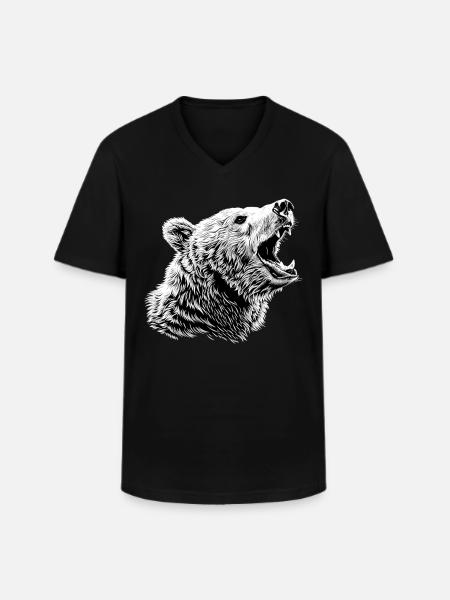 Bear Bären Bär - Männer-T-Shirt mit V-Ausschnitt - Schwarz