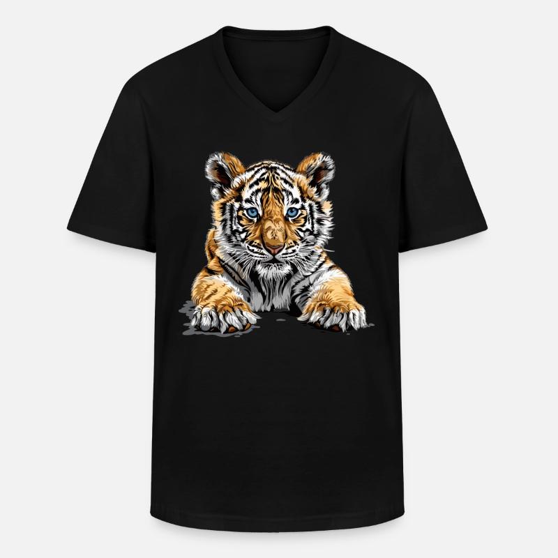 Tiger - Männer-T-Shirt mit V-Ausschnitt - Schwarz