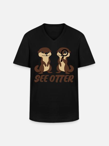 Otters Joke Otter - Men's V-Neck T-Shirt - black