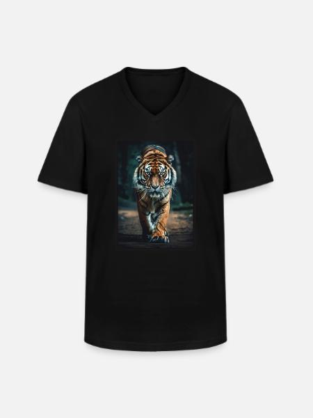 Tiger - Men's V-Neck T-Shirt - black