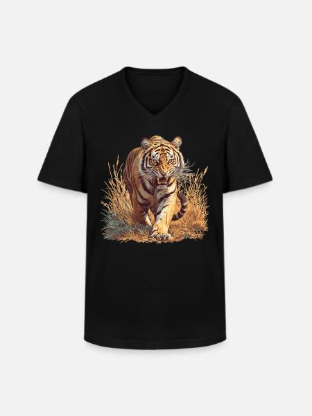 Bengal Tiger King Tiger - Men's V-Neck T-Shirt - black