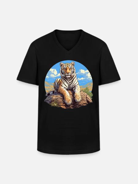 Bengal Tiger King Tiger - Men's V-Neck T-Shirt - black