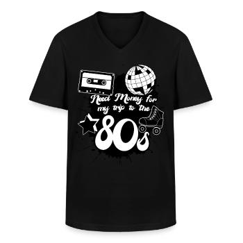 1980 Vintage 80s Music Tape Disco - Männer-T-Shirt mit V-Ausschnitt - Schwarz - Vorne - AI Model Male 178 dark (178cm)