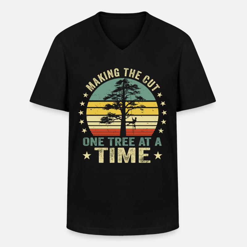 Arborist Baumpfleger Baumkletterer Baumklettern - Männer-T-Shirt mit V-Ausschnitt - Schwarz