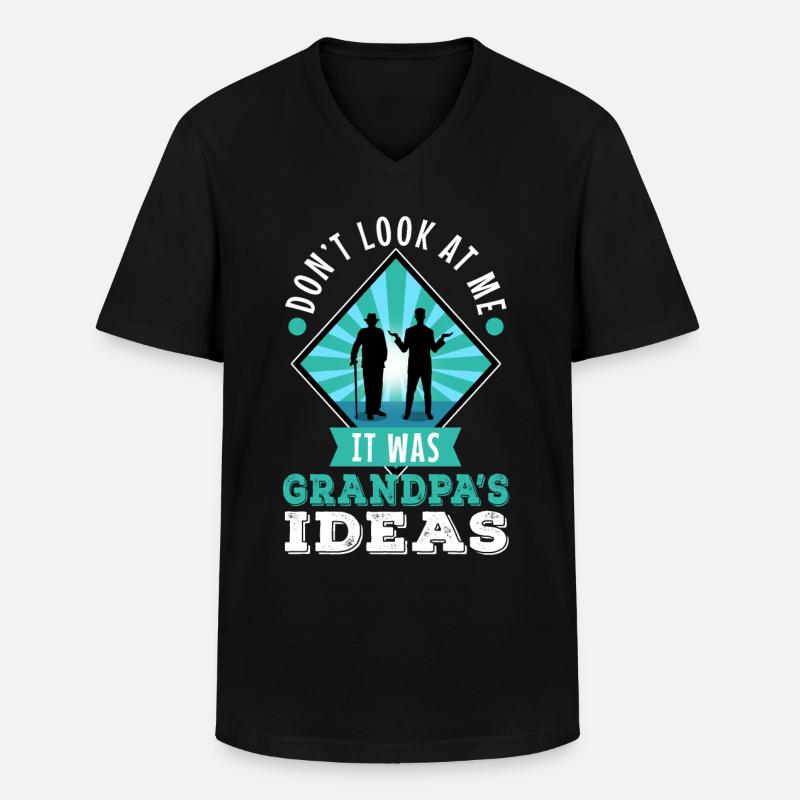 It was grandpas idea - Men's V-Neck T-Shirt - black