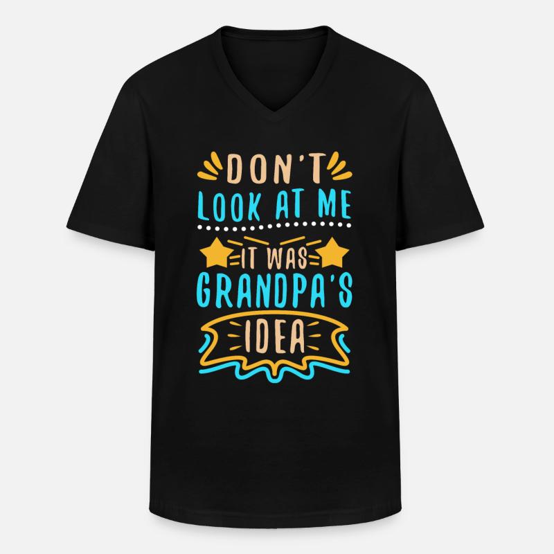 It was grandpas idea - Männer-T-Shirt mit V-Ausschnitt - Schwarz