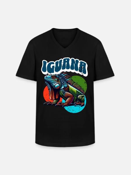 Iguana - Men's V-Neck T-Shirt - black