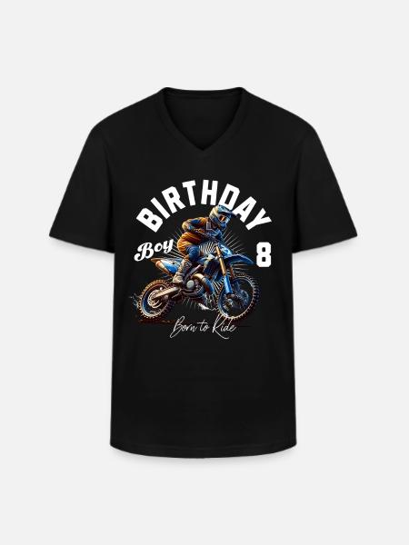 Motocross 8th Birthday - Men's V-Neck T-Shirt - black