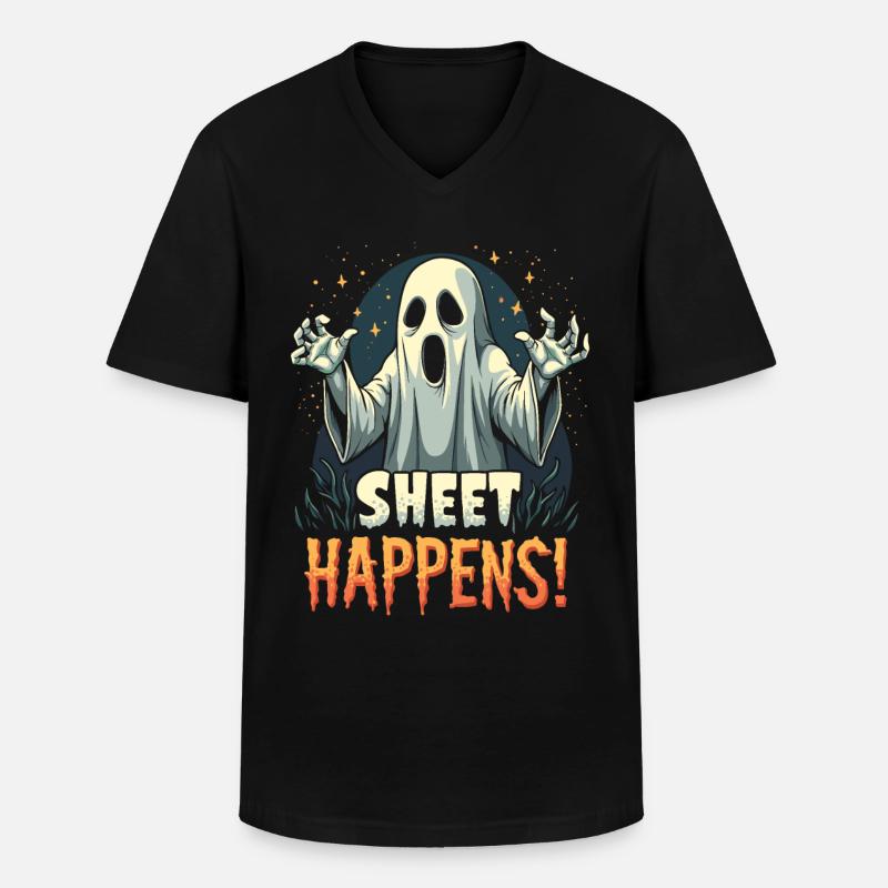 Halloween Geist Gespenst - Männer-T-Shirt mit V-Ausschnitt - Schwarz