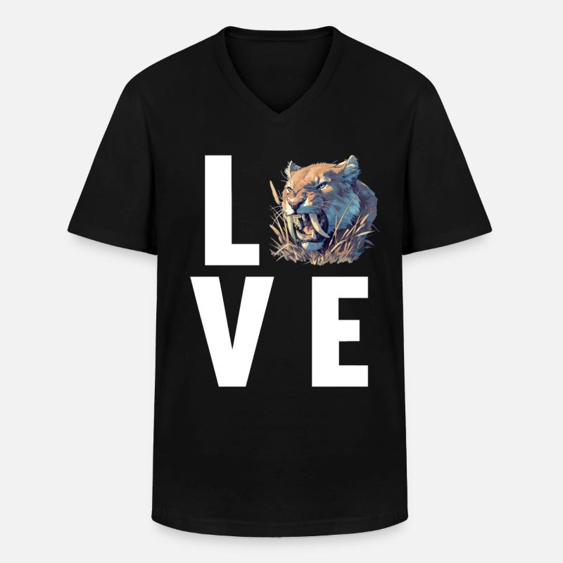 Saber-Toothed Tiger Sabertooth Tiger - Men's V-Neck T-Shirt - black