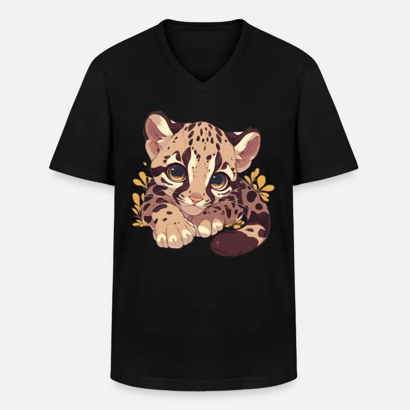 Clouded Leopard Nebelparder - Männer-T-Shirt mit V-Ausschnitt - Schwarz