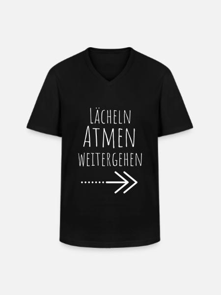 Lächeln Atem Weitergehen - Männer-T-Shirt mit V-Ausschnitt - Schwarz