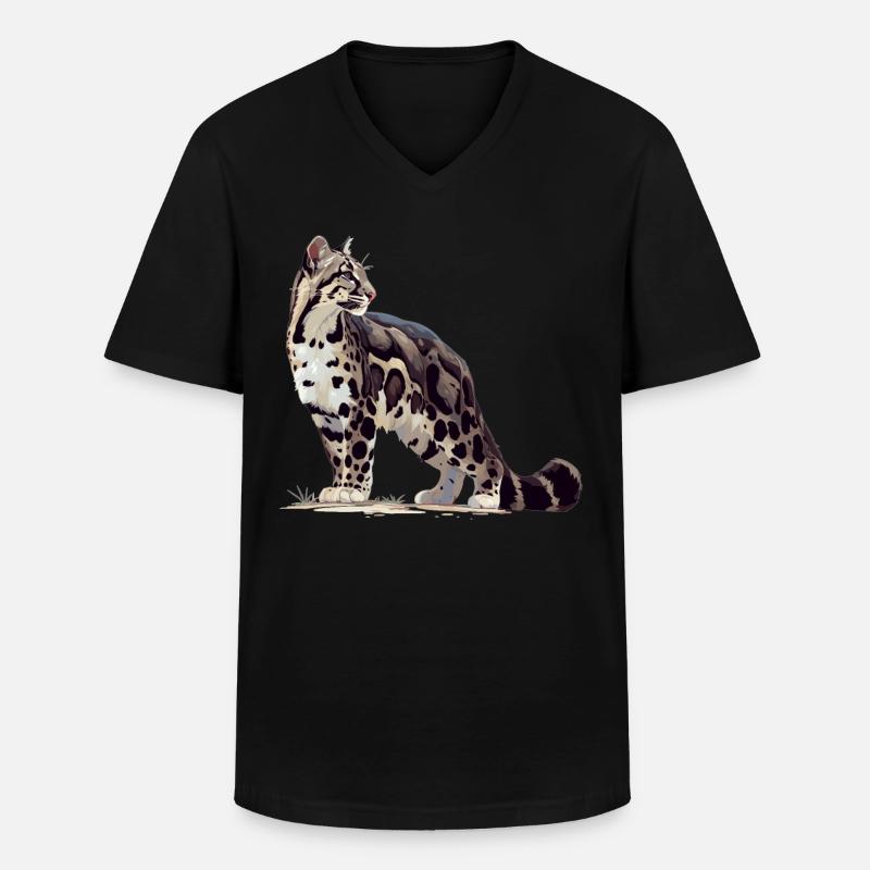 Clouded Leopard Nebelparder - Männer-T-Shirt mit V-Ausschnitt - Schwarz