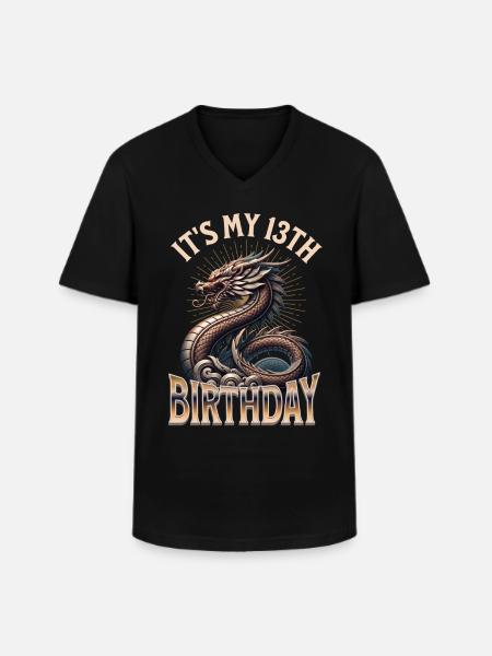 Dragon 13th Birthday Dragon - Men's V-Neck T-Shirt - black
