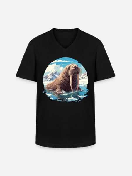 Walrus Walrosse Walross - Männer-T-Shirt mit V-Ausschnitt - Schwarz