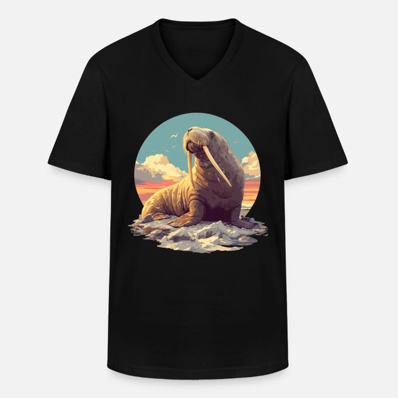 Walrus Walrosse Walross - Männer-T-Shirt mit V-Ausschnitt - Schwarz